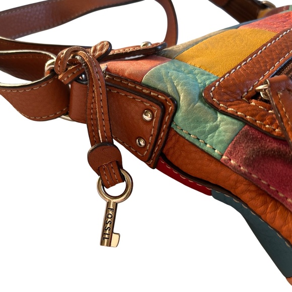 Fossil Leather Patchwork Crossbody Bag *LIKE NEW* - Picture 4 of 14
